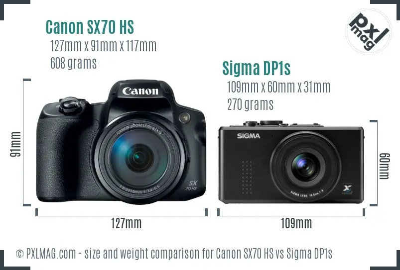 Canon SX70 HS vs Sigma DP1s size comparison Canon SX70 HS vs Sigma DP1s size comparison
