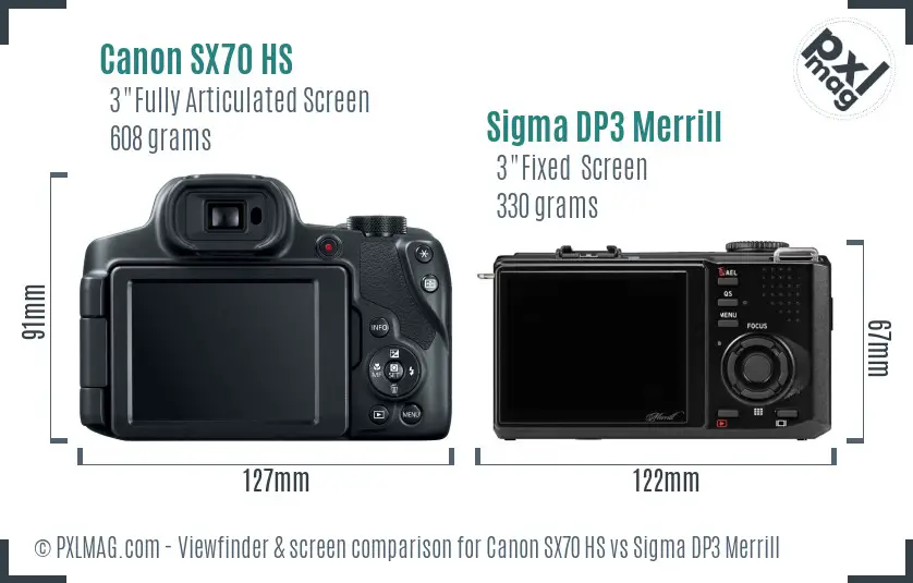 Canon SX70 HS vs Sigma DP3 Merrill Screen and Viewfinder comparison Canon SX70 HS vs Sigma DP3 Merrill Screen and Viewfinder comparison