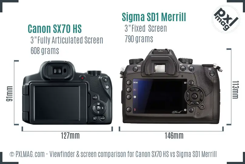 Canon SX70 HS vs Sigma SD1 Merrill Screen and Viewfinder comparison