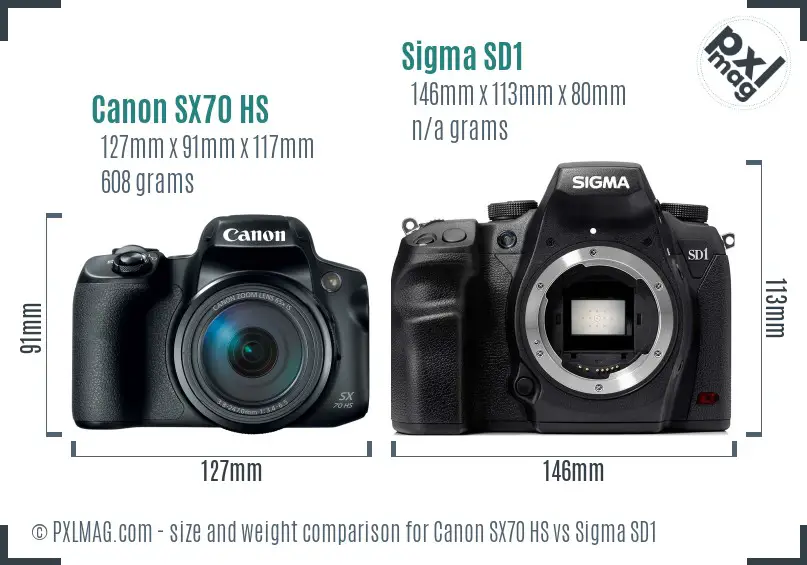 Canon SX70 HS vs Sigma SD1 size comparison Canon SX70 HS vs Sigma SD1 size comparison