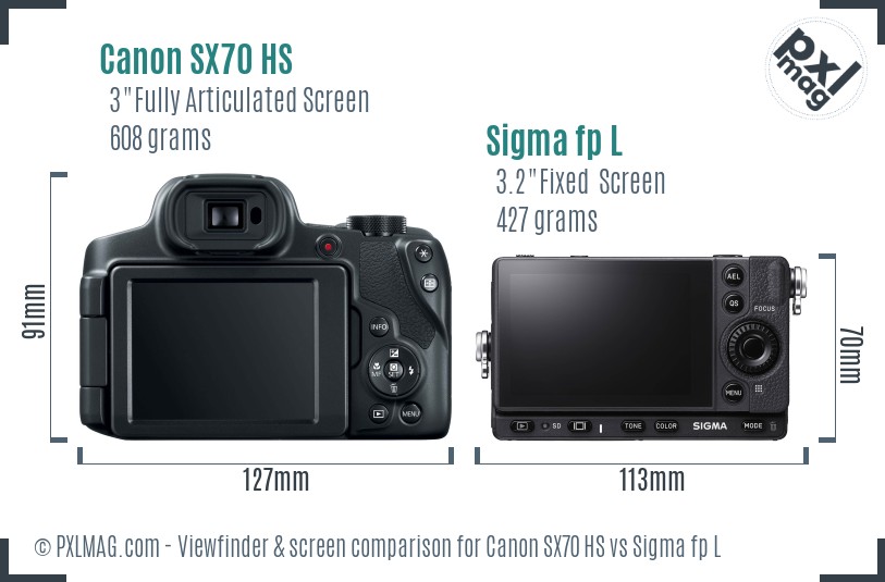 Canon SX70 HS vs Sigma fp L Screen and Viewfinder comparison