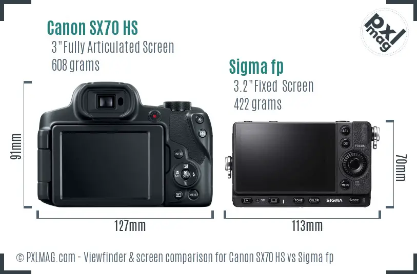 Canon SX70 HS vs Sigma fp Screen and Viewfinder comparison