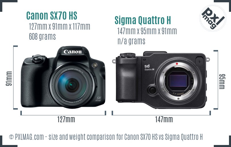 Canon SX70 HS vs Sigma Quattro H size comparison