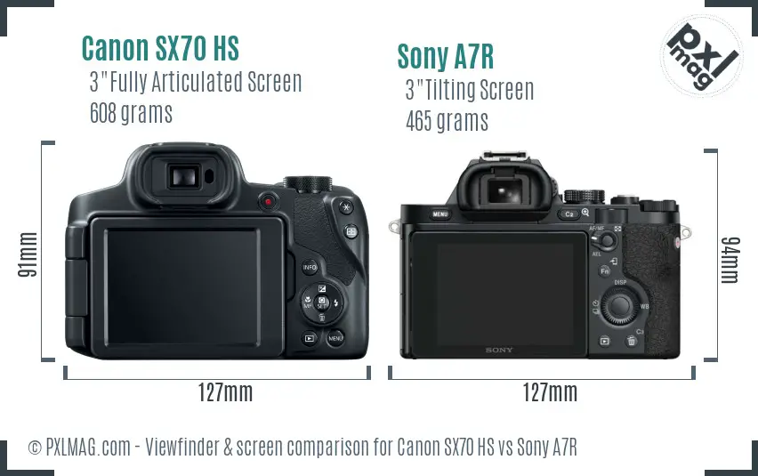 Canon SX70 HS vs Sony A7R Screen and Viewfinder comparison