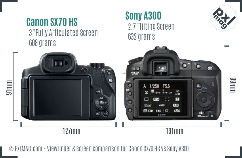Canon SX70 HS vs Sony A300 Screen and Viewfinder comparison Canon SX70 HS vs Sony A300 Screen and Viewfinder comparison