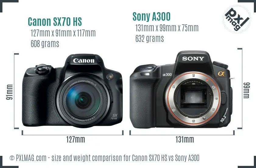 Canon SX70 HS vs Sony A300 size comparison Canon SX70 HS vs Sony A300 size comparison