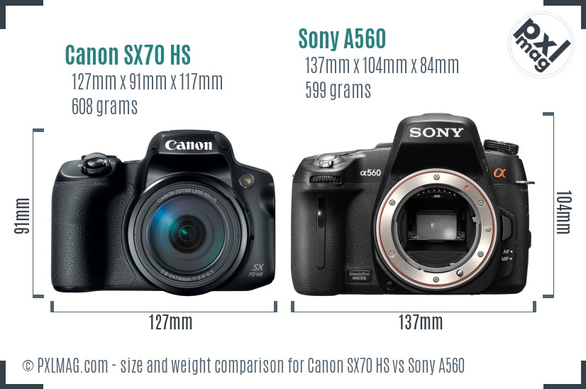 Canon SX70 HS vs Sony A560 size comparison Canon SX70 HS vs Sony A560 size comparison