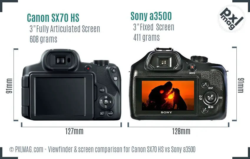 Canon SX70 HS vs Sony a3500 Screen and Viewfinder comparison