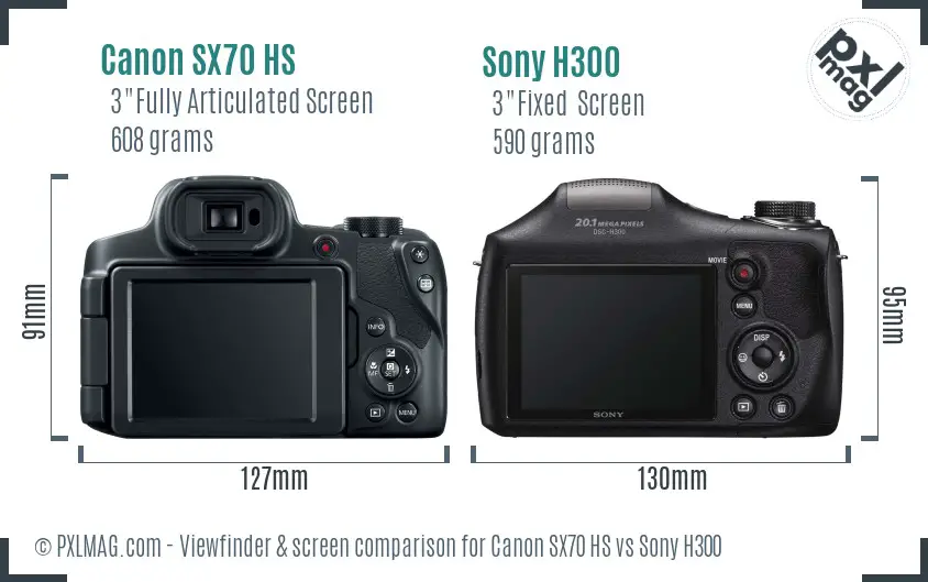 Canon SX70 HS vs Sony H300 Screen and Viewfinder comparison