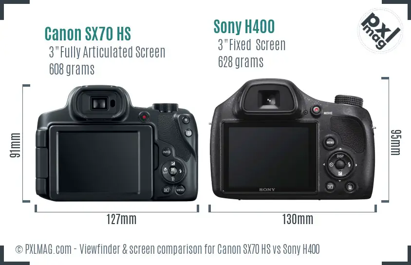 Canon SX70 HS vs Sony H400 Screen and Viewfinder comparison