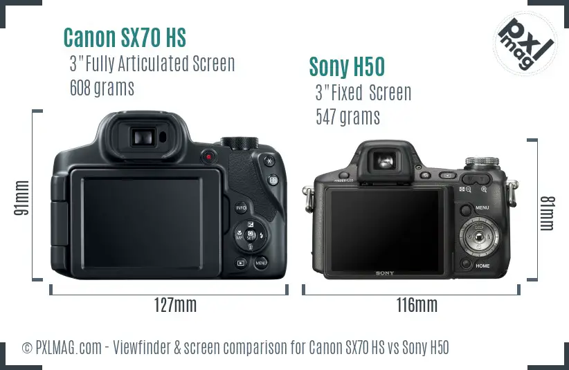 Canon SX70 HS vs Sony H50 Screen and Viewfinder comparison