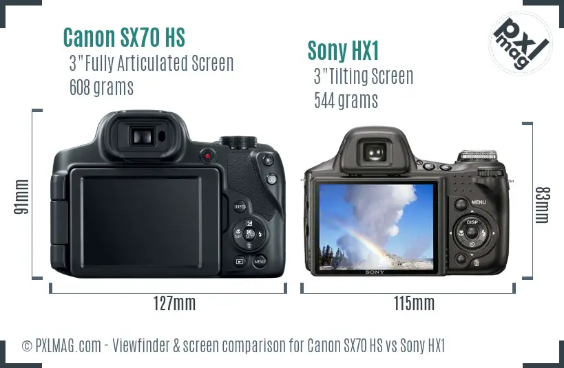 Canon SX70 HS vs Sony HX1 Screen and Viewfinder comparison