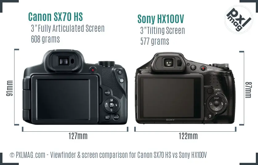 Canon SX70 HS vs Sony HX100V Screen and Viewfinder comparison