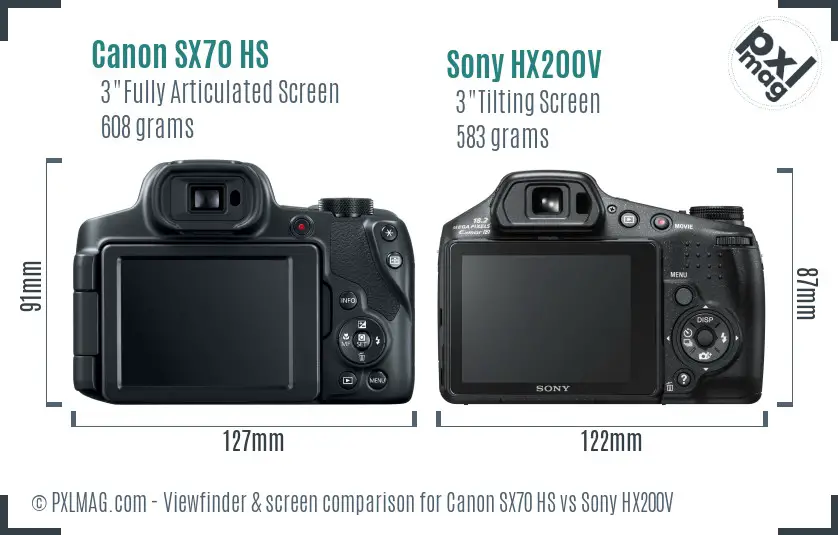Canon SX70 HS vs Sony HX200V Screen and Viewfinder comparison
