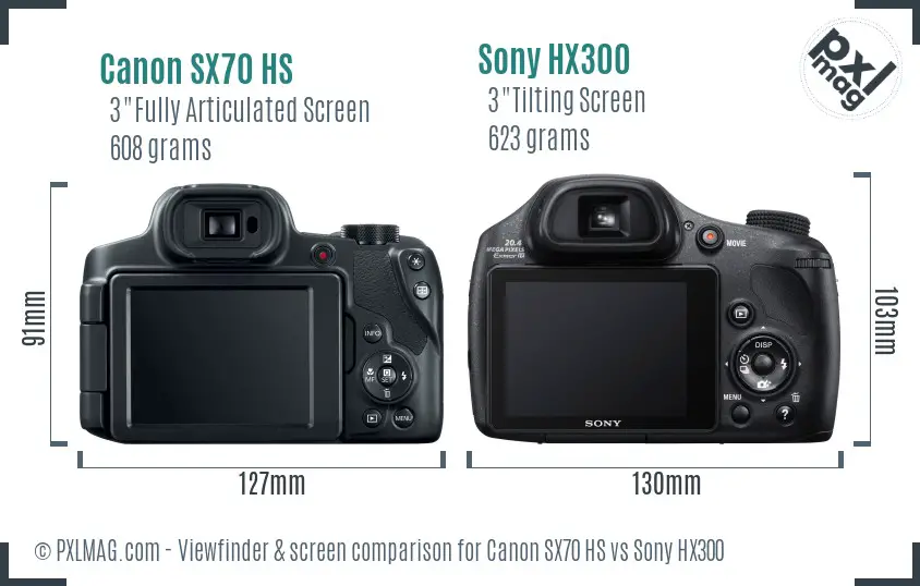 Canon SX70 HS vs Sony HX300 Screen and Viewfinder comparison