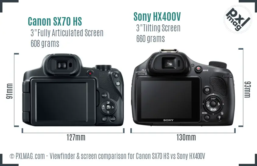 Canon SX70 HS vs Sony HX400V Screen and Viewfinder comparison