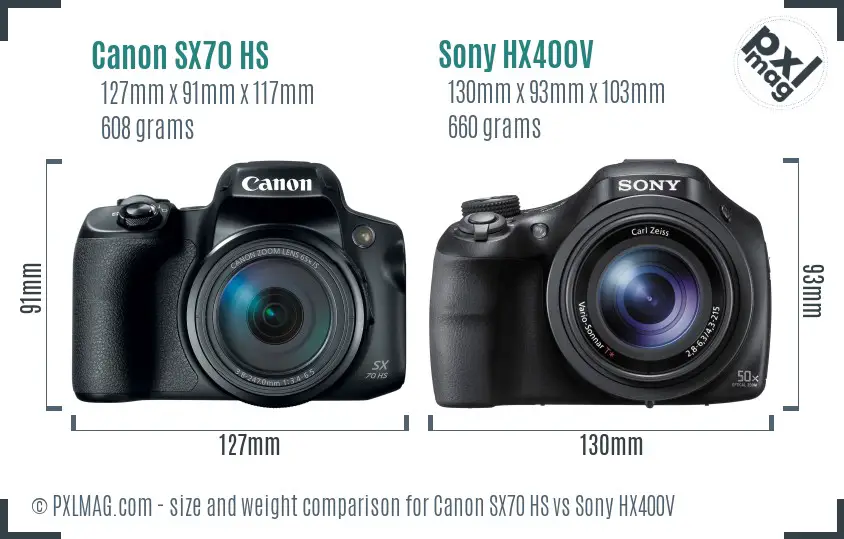 Canon SX70 HS vs Sony HX400V size comparison