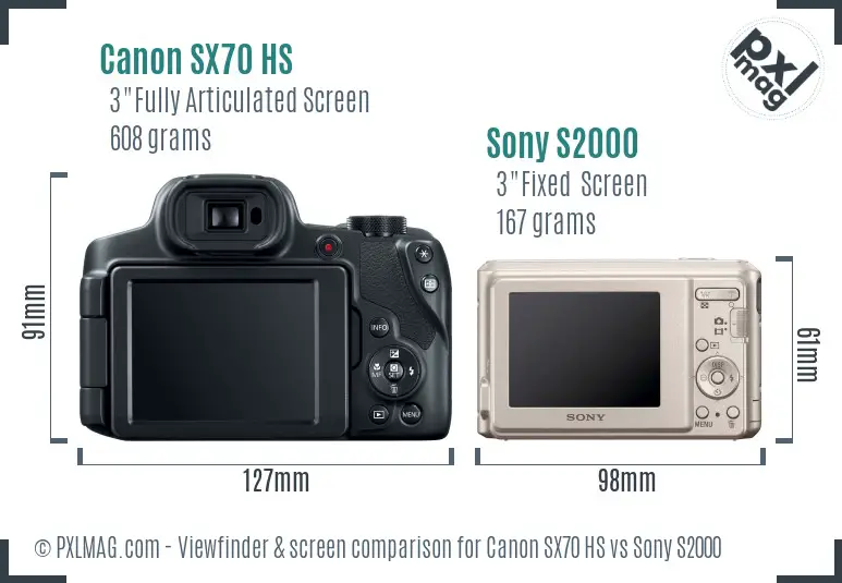 Canon SX70 HS vs Sony S2000 Screen and Viewfinder comparison Canon SX70 HS vs Sony S2000 Screen and Viewfinder comparison