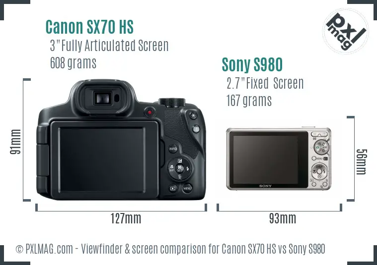 Canon SX70 HS vs Sony S980 Screen and Viewfinder comparison Canon SX70 HS vs Sony S980 Screen and Viewfinder comparison