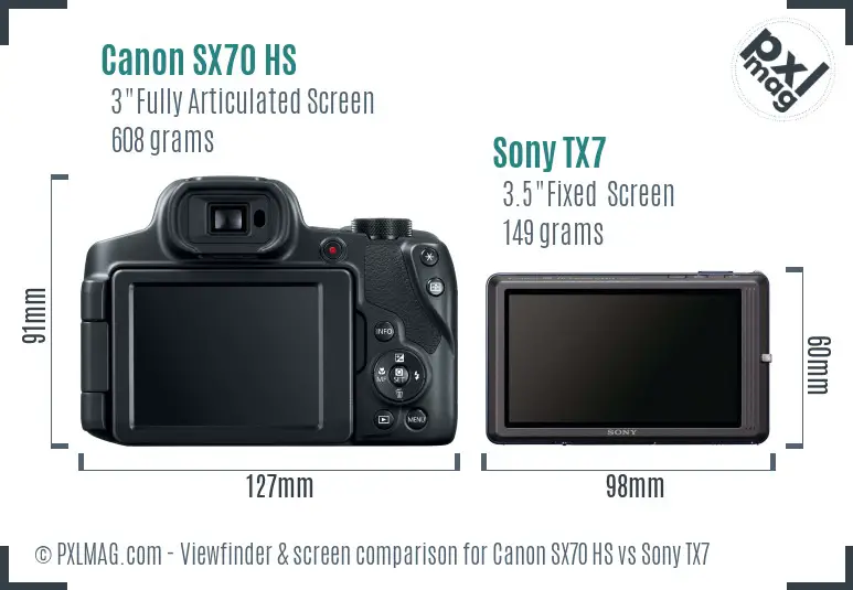 Canon SX70 HS vs Sony TX7 Screen and Viewfinder comparison Canon SX70 HS vs Sony TX7 Screen and Viewfinder comparison