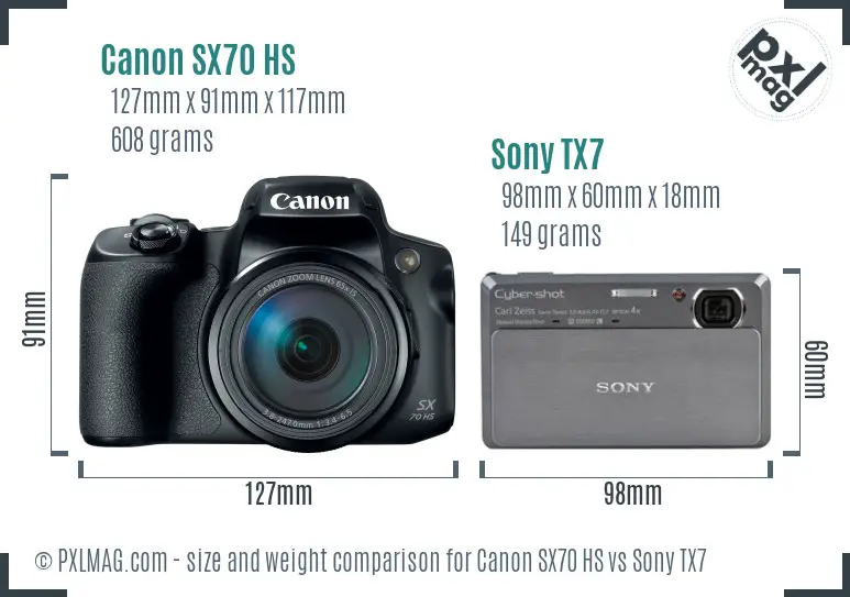 Canon SX70 HS vs Sony TX7 size comparison Canon SX70 HS vs Sony TX7 size comparison