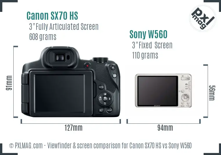 Canon SX70 HS vs Sony W560 Screen and Viewfinder comparison