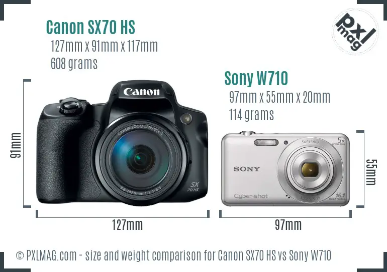Canon SX70 HS vs Sony W710 size comparison Canon SX70 HS vs Sony W710 size comparison