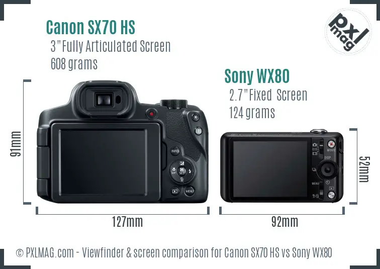 Canon SX70 HS vs Sony WX80 Screen and Viewfinder comparison