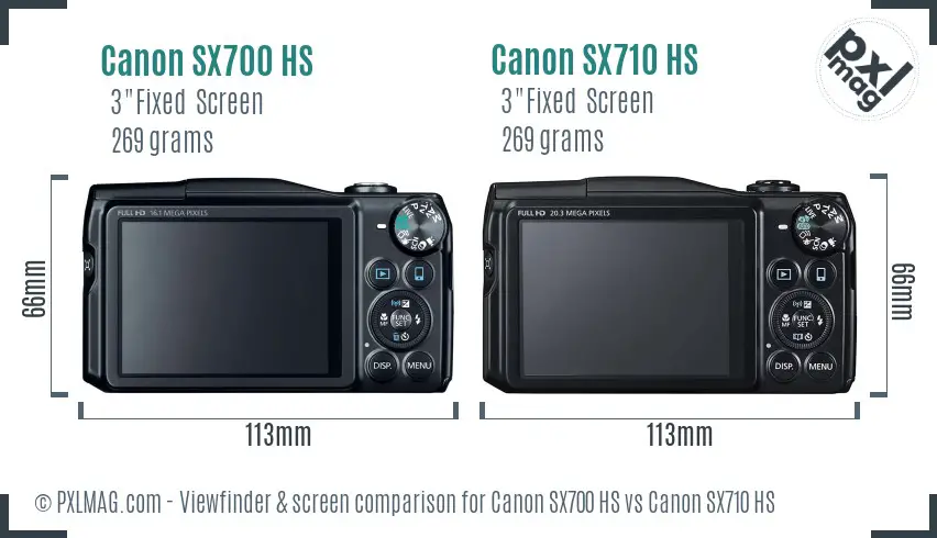 Canon SX700 HS vs Canon SX710 HS Screen and Viewfinder comparison