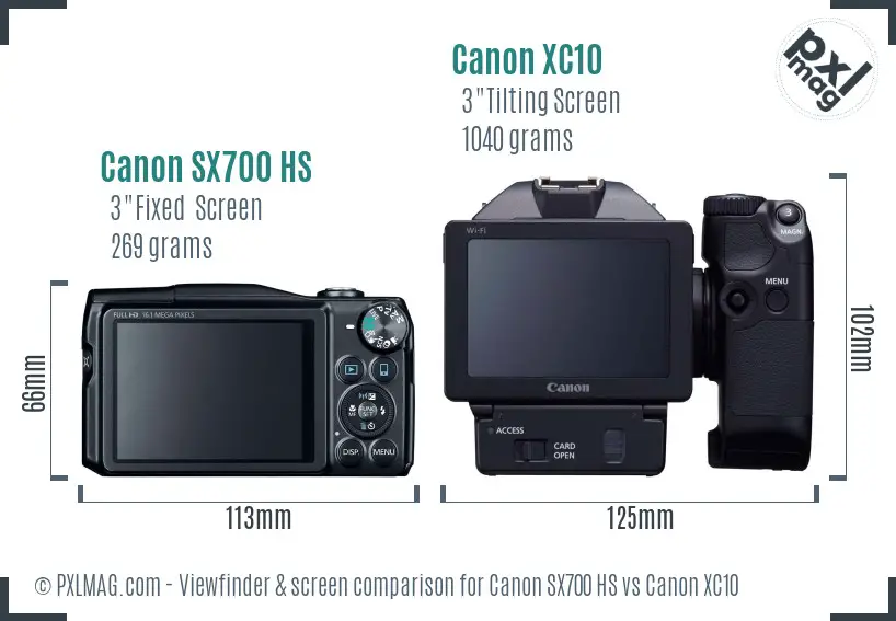 Canon SX700 HS vs Canon XC10 Screen and Viewfinder comparison Canon SX700 HS vs Canon XC10 Screen and Viewfinder comparison