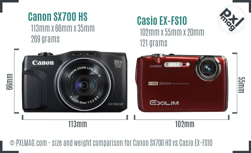 Canon SX700 HS vs Casio EX-FS10 size comparison Canon SX700 HS vs Casio EX-FS10 size comparison