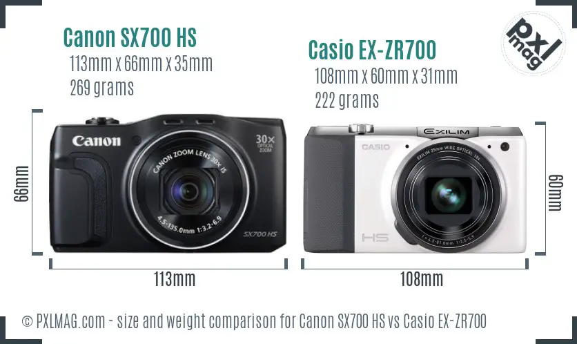 Canon SX700 HS vs Casio EX-ZR700 size comparison Canon SX700 HS vs Casio EX-ZR700 size comparison