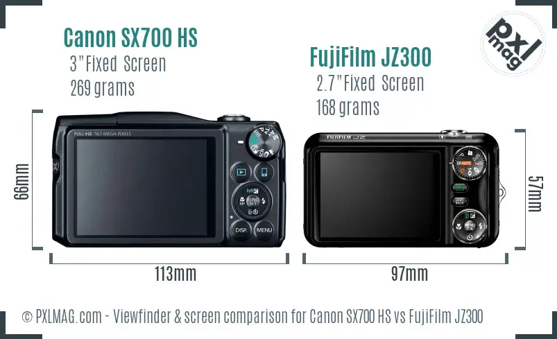 Canon SX700 HS vs FujiFilm JZ300 Screen and Viewfinder comparison Canon SX700 HS vs FujiFilm JZ300 Screen and Viewfinder comparison