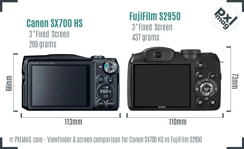 Canon SX700 HS vs FujiFilm S2950 Screen and Viewfinder comparison
