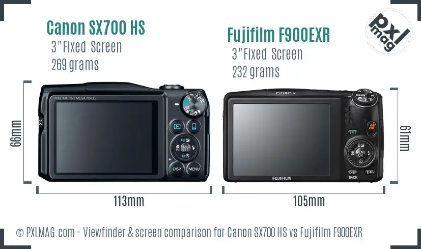 Canon SX700 HS vs Fujifilm F900EXR Screen and Viewfinder comparison Canon SX700 HS vs Fujifilm F900EXR Screen and Viewfinder comparison