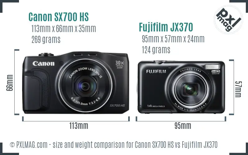 Canon SX700 HS vs Fujifilm JX370 size comparison
