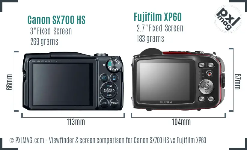 Canon SX700 HS vs Fujifilm XP60 Screen and Viewfinder comparison Canon SX700 HS vs Fujifilm XP60 Screen and Viewfinder comparison