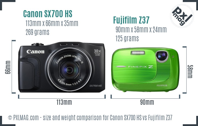 Canon SX700 HS vs Fujifilm Z37 size comparison Canon SX700 HS vs Fujifilm Z37 size comparison