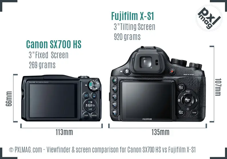 Canon SX700 HS vs Fujifilm X-S1 Screen and Viewfinder comparison Canon SX700 HS vs Fujifilm X-S1 Screen and Viewfinder comparison
