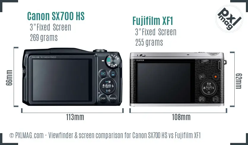 Canon SX700 HS vs Fujifilm XF1 Screen and Viewfinder comparison Canon SX700 HS vs Fujifilm XF1 Screen and Viewfinder comparison