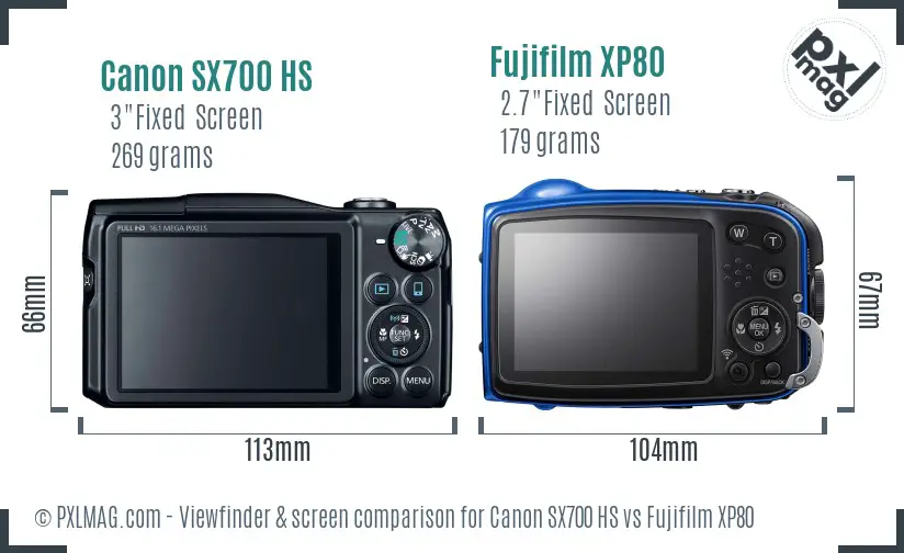 Canon SX700 HS vs Fujifilm XP80 Screen and Viewfinder comparison Canon SX700 HS vs Fujifilm XP80 Screen and Viewfinder comparison