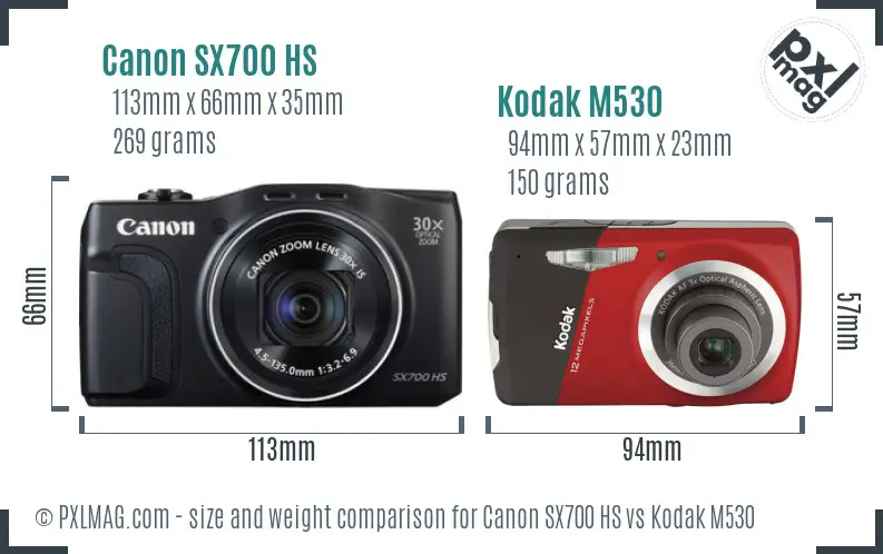 Canon SX700 HS vs Kodak M530 size comparison Canon SX700 HS vs Kodak M530 size comparison