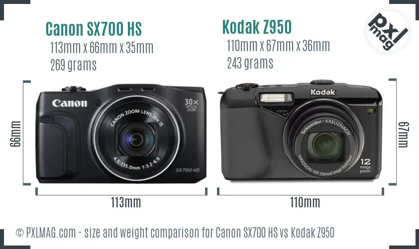 Canon SX700 HS vs Kodak Z950 size comparison Canon SX700 HS vs Kodak Z950 size comparison