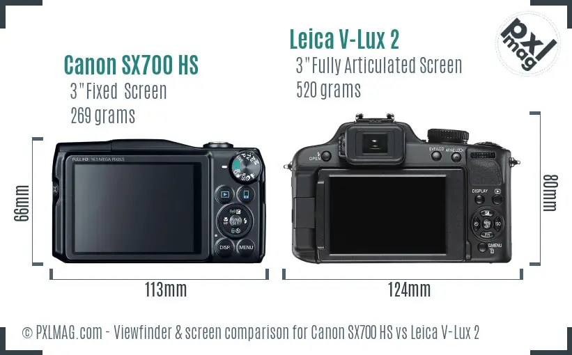 Canon SX700 HS vs Leica V-Lux 2 Screen and Viewfinder comparison Canon SX700 HS vs Leica V-Lux 2 Screen and Viewfinder comparison