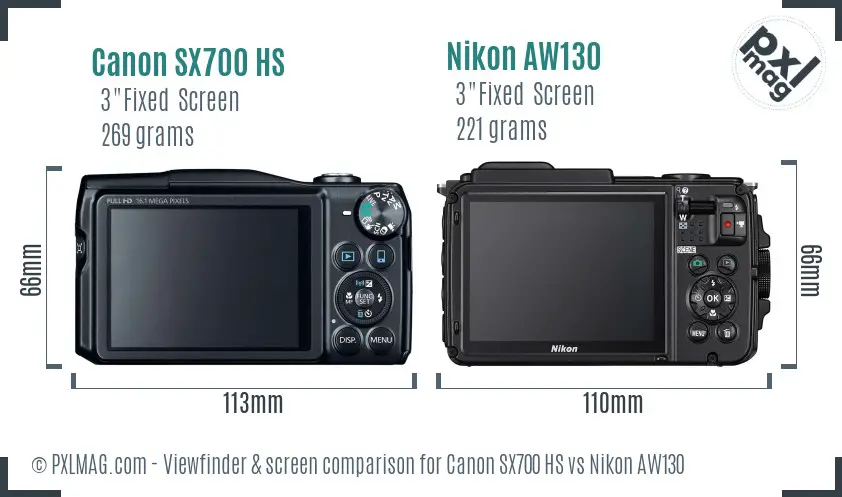 Canon SX700 HS vs Nikon AW130 Screen and Viewfinder comparison Canon SX700 HS vs Nikon AW130 Screen and Viewfinder comparison