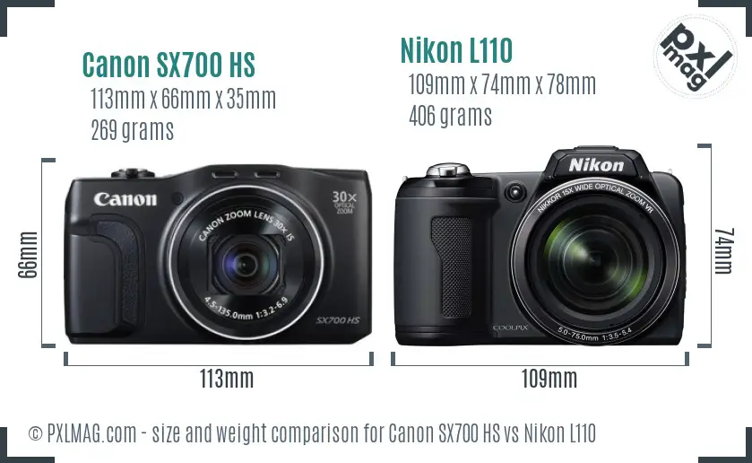 Canon SX700 HS vs Nikon L110 size comparison