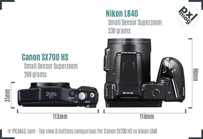 Canon SX700 HS vs Nikon L840 top view buttons comparison