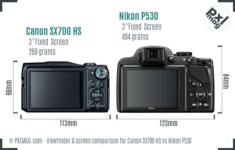 Canon SX700 HS vs Nikon P530 Screen and Viewfinder comparison Canon SX700 HS vs Nikon P530 Screen and Viewfinder comparison