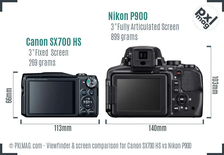 Canon SX700 HS vs Nikon P900 Screen and Viewfinder comparison Canon SX700 HS vs Nikon P900 Screen and Viewfinder comparison