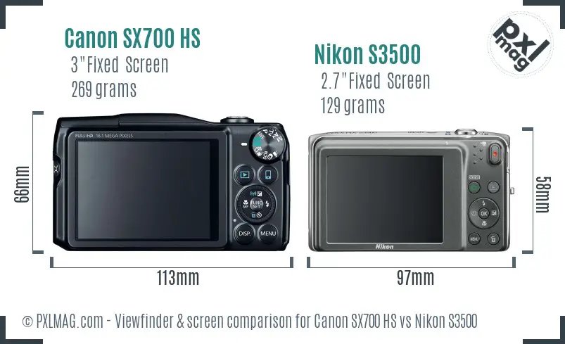 Canon SX700 HS vs Nikon S3500 Screen and Viewfinder comparison Canon SX700 HS vs Nikon S3500 Screen and Viewfinder comparison